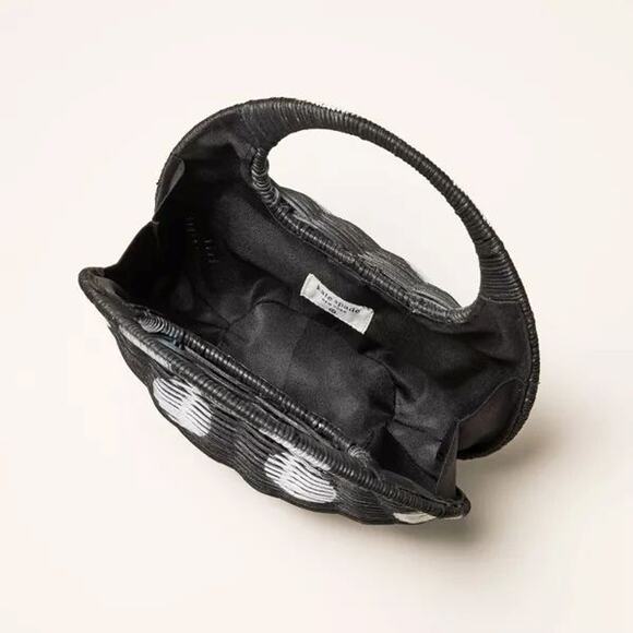 Kate Spade x Target Polka Dot Wicker Crescent Bag Black/White - Picture 3 of 5